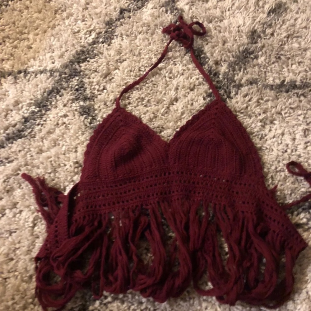 NWT TILLYS FRINGE TIE HALTER top Small